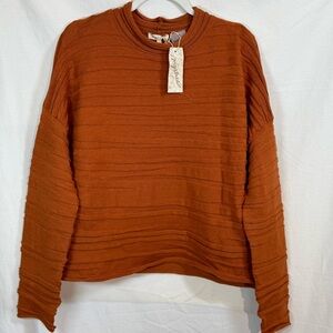 Mystree Eileen Pumpkin Textured Mock Turtleneck Sweater, Lg, Boxy Oversized